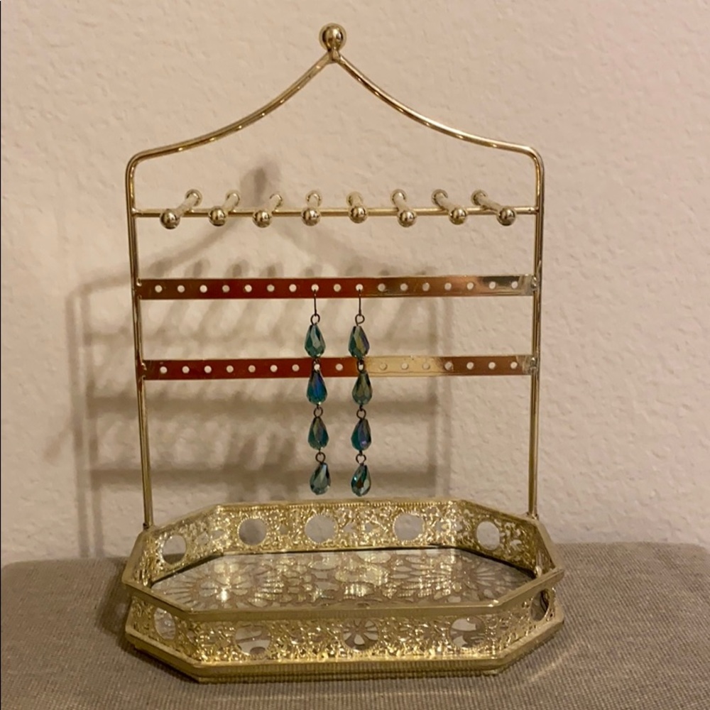 Aquamarine Beaded Dangling Earrings Size OS EUC